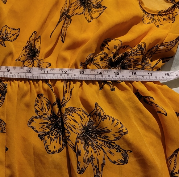 Forever 21 3X Yellow & Black Floral Design Dress - Picture 10 of 10
